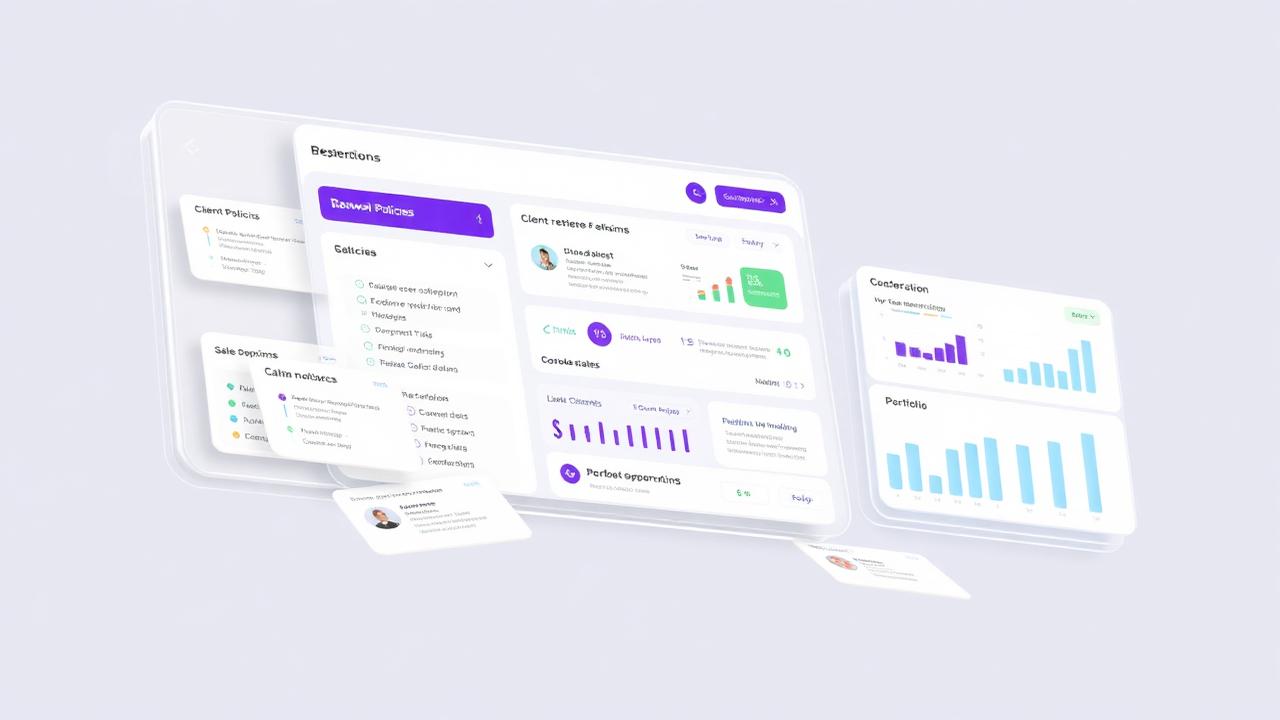CRM para mediação de seguros com apólices, renovações e oportunidades comerciais