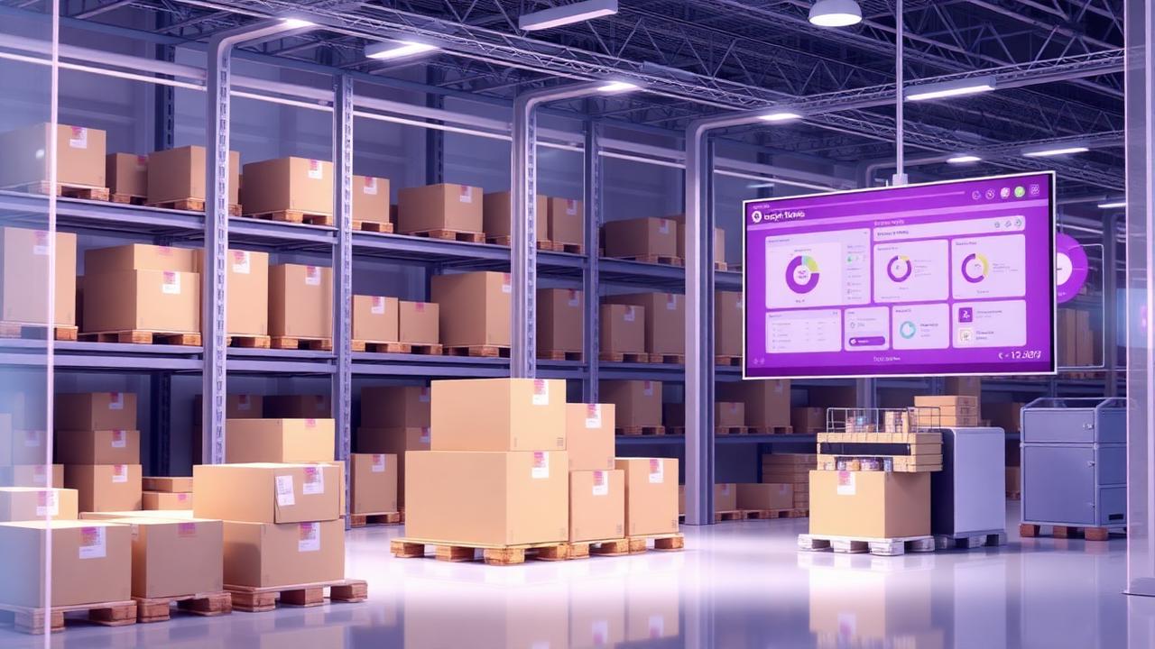 Armazém moderno com portal B2B e dashboards de encomendas